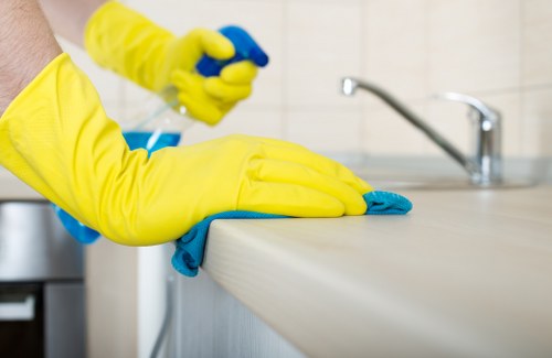 Local cleaning team working in a W1T office and communal area