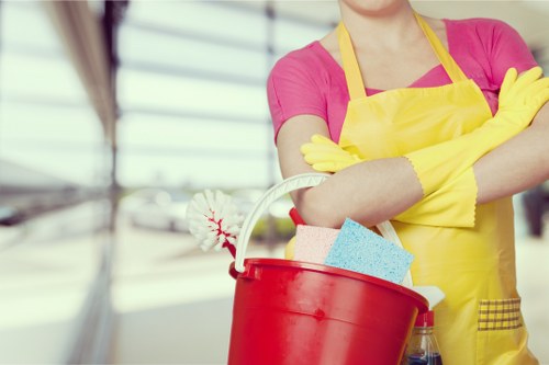 Commercial cleaning team servicing a modern office in W1T