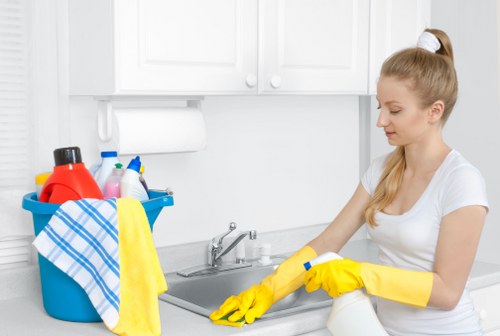 Local carpet cleaner treating stains and high-traffic areas in a W1T property
